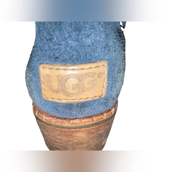 Womens UGG Blue Suede Pull On Short Low Heel Ankle Boots - Picture 3 of 7